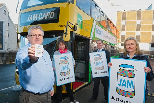 From L-R Ciaran Delaney, NOW Group Jam Card Ambassador, Minister Anne Rabbitte, Brian Connolly and Tara O’Flaherty of Iarnrod Eireann