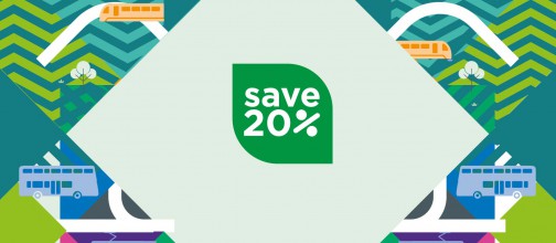 image is a graphic showing 20% to reflect 20% savings on Bus Éireann fares